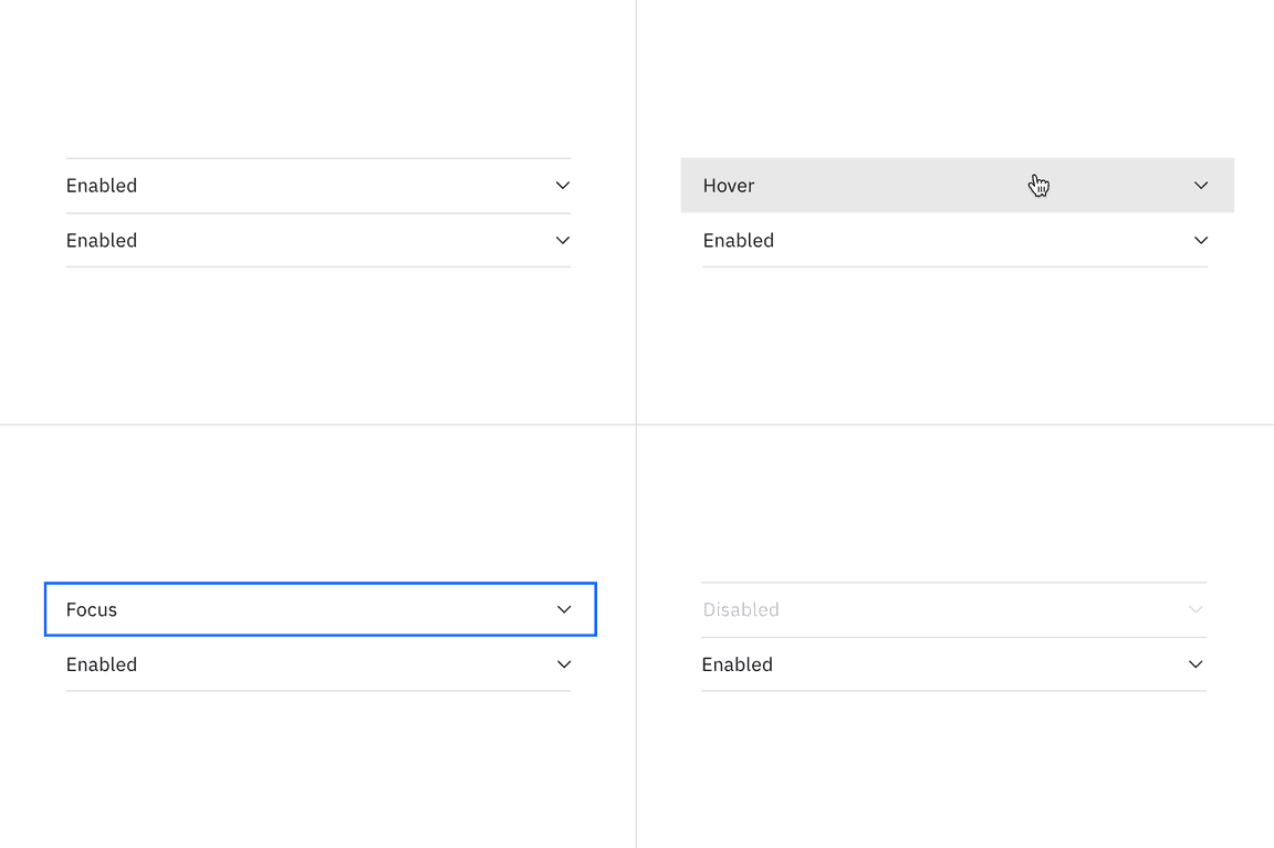 flush accordion alignment interactive states